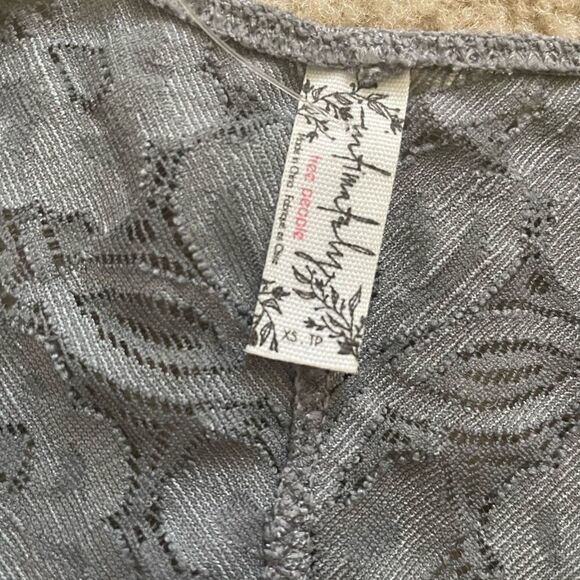 Free People Galloon Lace Racerback In Grey XS - Picture 5 of 6